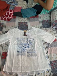 White Floral Print Top