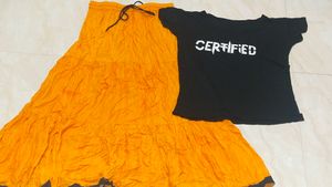 Women T Shirt And long Skirt Combo Set