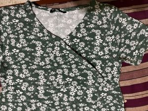 Floral Print Green Dress