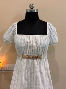 White Puff Sleeve Mini Dress