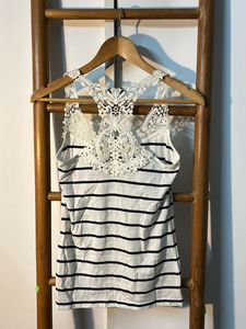 Branded Tank Top With Lace Shoulders