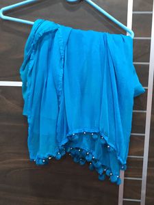 Blue Sweetheart Neck Kurta Set