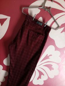 Burgundy Checkered Pants
