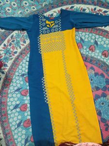Blue &amp; Yellow Patterned Kurti