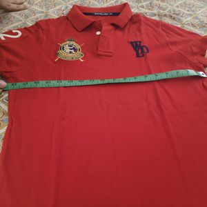 Woodland Red Polo T-Shirt with embroidery detail