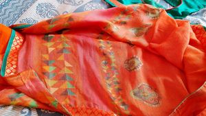 Orange Saree with Blouse Piece