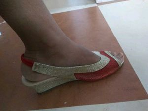 Red &amp; White Slingback Flats