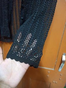 Black Crochet Cardigan