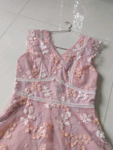 Pink Floral Embroidered Dress
