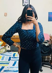 Navy blue Polka Dot Top