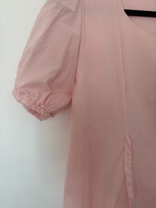 Cute Pink Puff Sleeve Dress