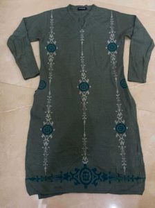 Elegant Grey Kurti with Embroidery