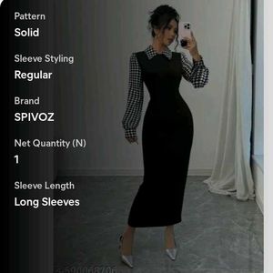 Chic Houndstooth Sleeve Midi Dress