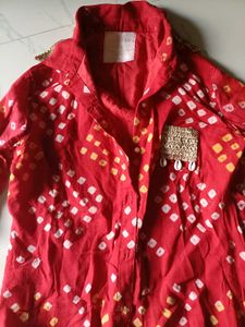 Red bandhani shirt