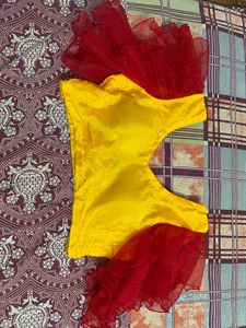 Red And Yellow Chiffon Saree