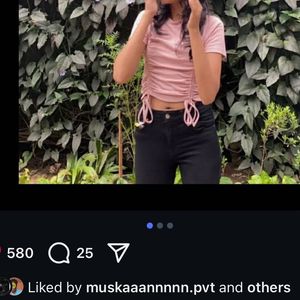 Zudio Pink Drawstring Top - Size S