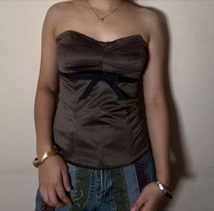 Brown Strapless corset Top
