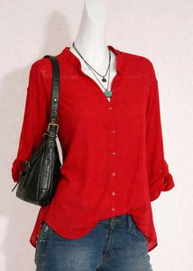 Sheer Red Button-Down Shirt❤️