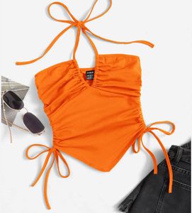 Trendy Orange Halter Top