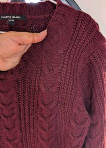 Burgundy Knit Sweater Dress