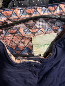 Navy Quilted Button-Down Jacket