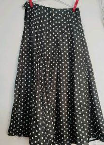 Black & White Polka Dot Skirt From Old Saree