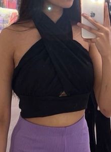 Sexy black criss-cross top