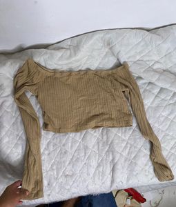 Shein Beige Fittied Crop Top