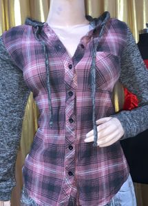 Hooded Plaid Flannel Shirt