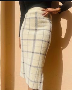 Checkered Midi Skirt woolen