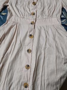 BEIGE BUTTON DRESS