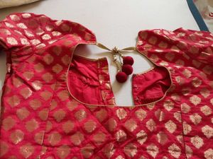 Red & Gold Brocade Blouse