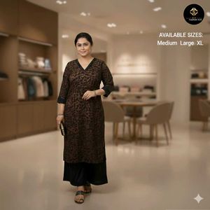 Elegant Brown Animal Print Kurta with plazo