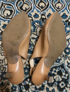 Nude Pointed-Toe Slingback Flats
