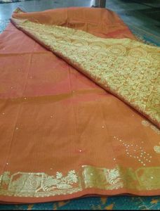 Elegant  Saree with Gold Border