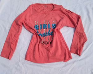 Shoulder Cut Full Sleeve Women Cotton Tee