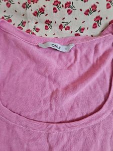 Only Pink Tie Up Crop Top
