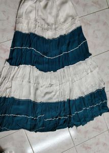Asthetic White And Teal Skirt
