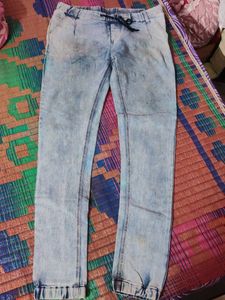 Acid Wash Denim Joggers