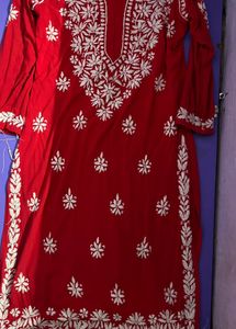 Red Embroidered Kurti