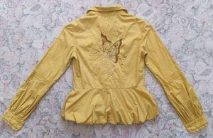 Yellow Butterfly Peplum Blouse