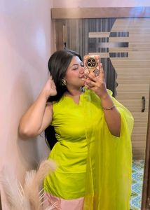 Chartreuse &amp; Pink Salwar Kameez
