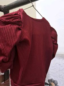 Maroon Tie Neck Top