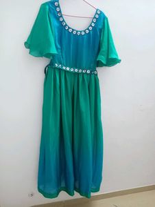 Double Colour Glass Work Gown