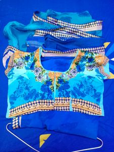 Blue Floral Saree Daily Wear