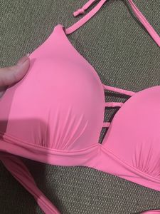 Pink Halter Bikini Top