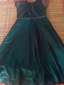 Emerald Green Gold Embroidered Ethnic Gown