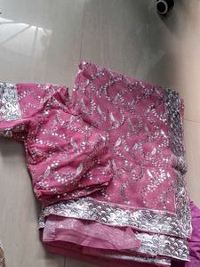 Pink Embellished Saree