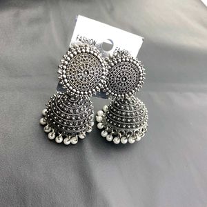 Silver Jhumka Earrings
