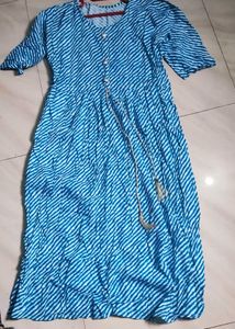 Blue Striped Midi Dress